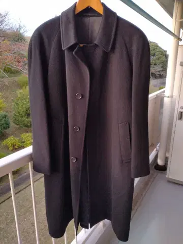 GRAND GEORGE 블랙 체스터 코트 캐시미어 100%