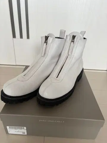 yuko imanishi 화이트 가죽 부츠 지퍼 포함