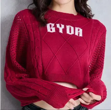 미사용 새상품 GYDA 와인 레드 크롭 스웨터