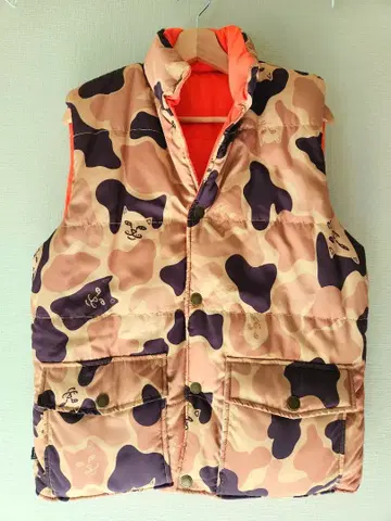 립앤딥 리버서블 퍼 베스트 RIPNDIP 고양이 카모플라주