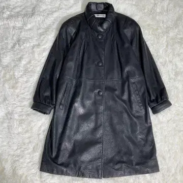 고급 램 가죽 롱 코트 올 패턴 볼륨 옷깃 블랙 m