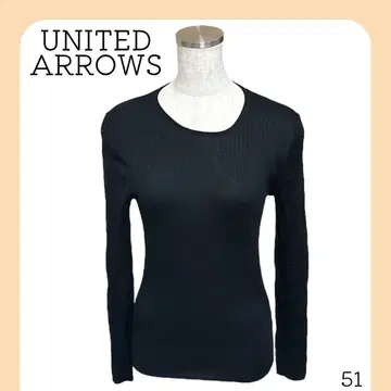 유나이티드 애로우즈 리브 크루넥 니트 블랙 울 실크