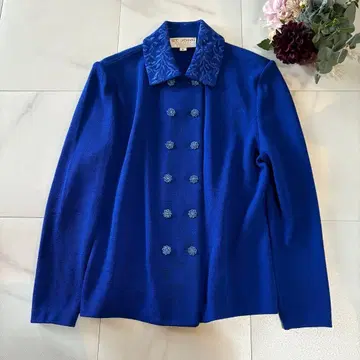 ST.JOHN 세인트존 파랑 더블 자켓 8 사이즈 긴팔 니트 겉옷