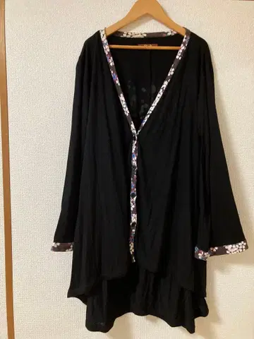 gouk 일본풍 패턴 롱 가디건 벚꽃 패턴