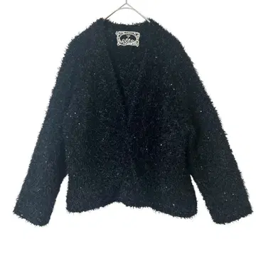 alla 임포트 로사 샤기 니트 가디건 스팽글 겉옷 블랙