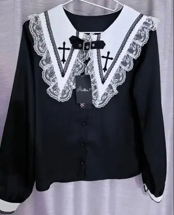 MA*RS 벨트 포함 크로스 자수 블라우스 화이트