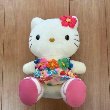 헬로키티 봉제 인형 꽃무늬 드레스 약 30cm