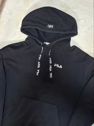 FILA & AZUL 콜라보 블랙 후드 부착 후드티