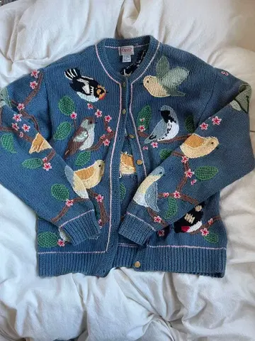 Orvis 새 자수 가디건 M 착용 사진 있음