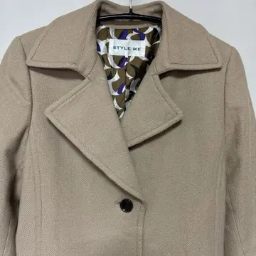 STYLE ME 베이지 더블 브레스트 피 코트