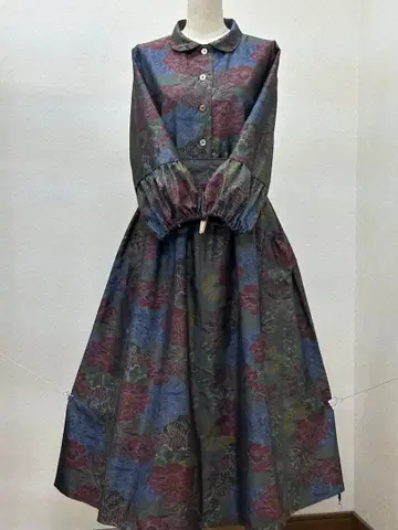 기모노 리메이크 오시마 명주 원피스 앞 버튼 L 사이즈