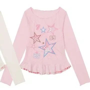 OOK 프릴 티셔츠 별 핑크