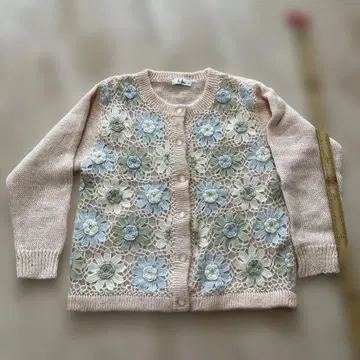 빈티지 꽃무늬 레이스 편직 니트 가디건 소녀풍 모티브 편직