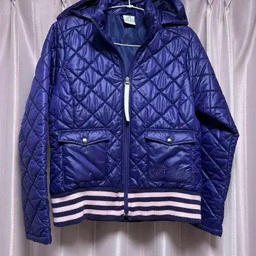 adidas 퀼팅 보더 리브 퍼플 다운 자켓