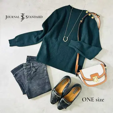 [고급 니트] JOURNAL STANDARD 울 니트 그린 골드 버튼