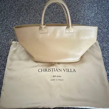 CHRISTIAN VILLA 베이지 가죽 핸드백