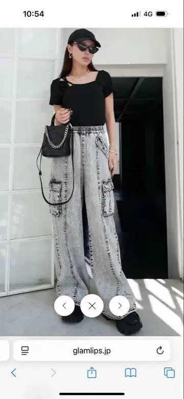 그램립스 라이트 그레이 와이드 팬츠 사이드 포켓 포함