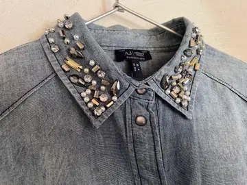 아르마니 진 데님 비쥬 긴팔 셔츠 부속품 있음