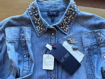 아르마니 진 데님 비쥬 긴팔 셔츠 부속품 있음
