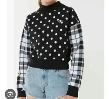 챔피온 리버스 위브 도트 타탄 체크 맨투맨