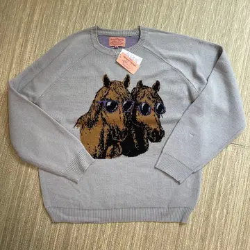 애니멀 무늬 오버 사이즈 더블 자카드 니트