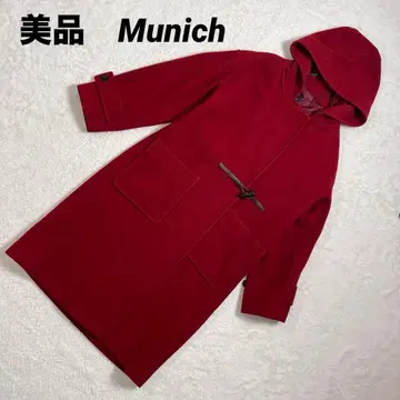새상품급 Munich 후드 부착 울 더플 코트 롱 후디 빨간색