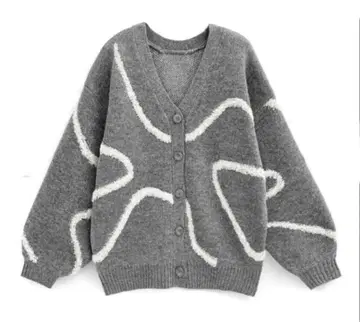 전후 2Way 라인 자카드 V넥 가디건 그레이