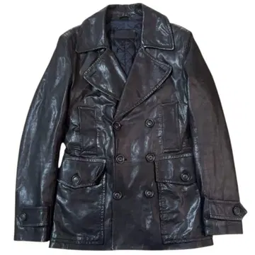 BARNEYS NEWYORK 더블 브레스트 가죽 자켓 블랙 46