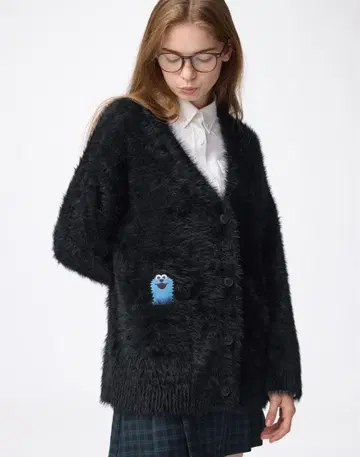 퍼펫 스 오버 사이즈 가디건 XL GU 블랙