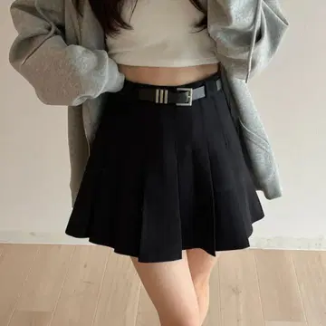 Rili 하이웨스트 플리츠 스커트 벨트 없음