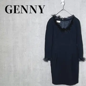 제니 GENNY 퍼 달린 원피스 이탈리아제 사이즈 I42(M) 블랙