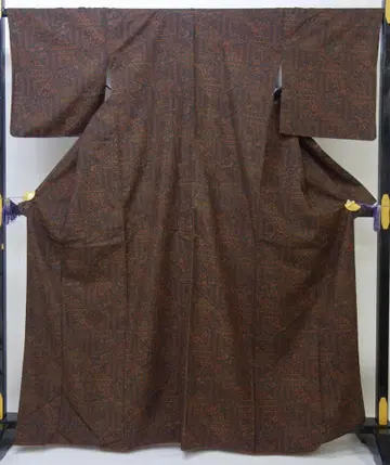 새상품급 중고 사라사 코몬 마름모에 초화 무늬 브라운 N71104-10