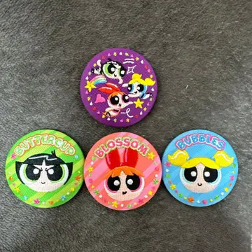파워퍼프걸 자수 캔뱃지 4개 세트