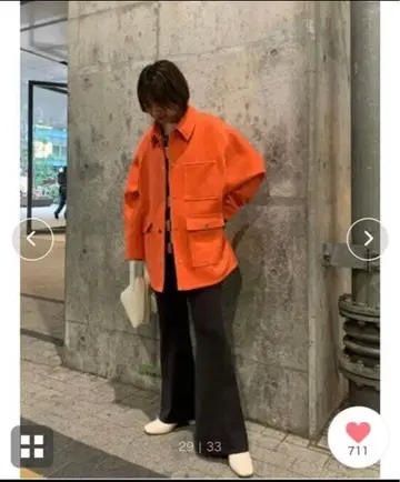 오버 사이즈 플리스 자켓 오렌지 FREE