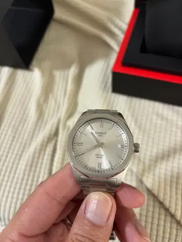 TISSOT PRC100 솔라 실버 다이얼 메탈 블레스 새상품급