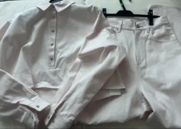 택 포함 미사용 새상품 rosymonster 핑크 데님 셋업