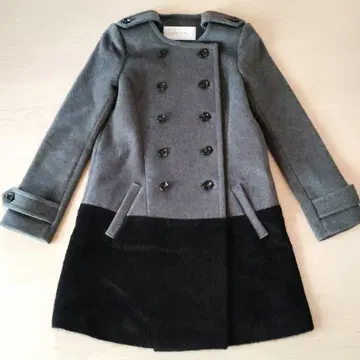 르 시엘 블루 바이컬러 코트 A라인