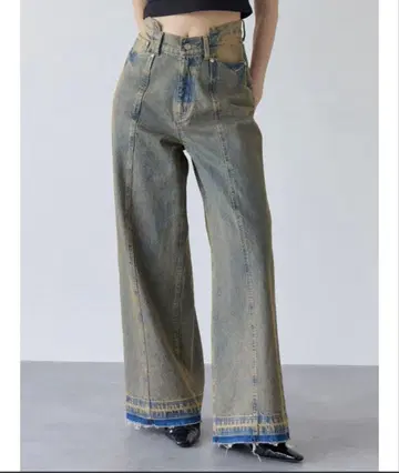 MURUA 패턴 빈티지 와이드 데님