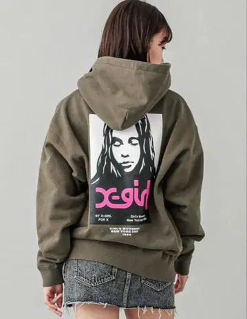 X-girl 후드티 올리브 L