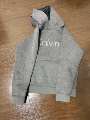 Calvin 그레이 후드 부착 후드티