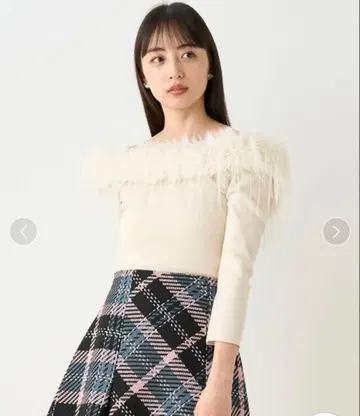 SNIDEL 데콜테 퍼 니트 풀오버