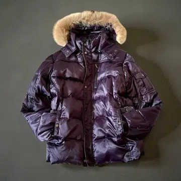 y2k 그런지 퍼 광택 다운 자켓 짧은 기장 보라색 퍼플 헤이세이