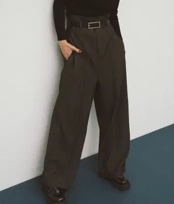 HANNE 핀턱 하이웨스트 팬츠 그레이