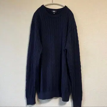 UNIQLO 네이비 캐시미어 케이블 니트 스웨터 XL