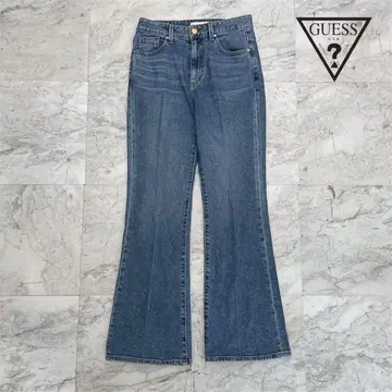 게스 플레어 데님 25인치 청바지 지퍼 플라이 블루 데님
