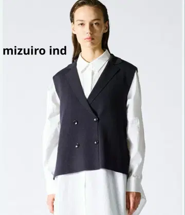 미즈이로 인드 더블 브레스트 니트 베스트 블랙 새상품급