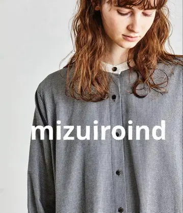 미즈이로 인드 밴드 카라 글렌체크 셔츠 원피스 새상품급