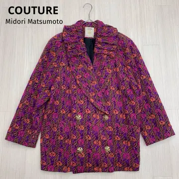 Midori Matsumoto 레트로 골드 버튼 꽃무늬 자수 자켓