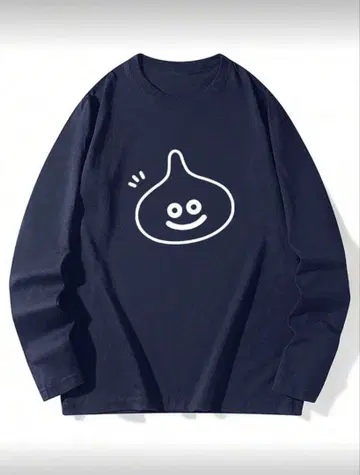 [새상품] 드래곤 퀘스트 슬라임 긴팔 티셔츠 XL 네이비 게임 DQ