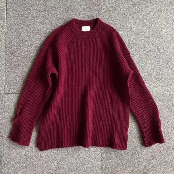 새상품급 J.CREW 크루넥 니트 100% 캐시미어 와인 레드 보르도